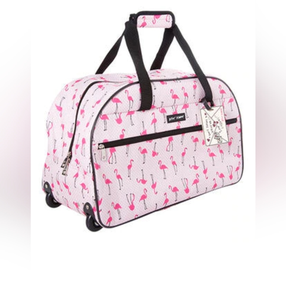 New Betsey Johnson Flamingo Strut Luggage Set - Picture 9 of 10